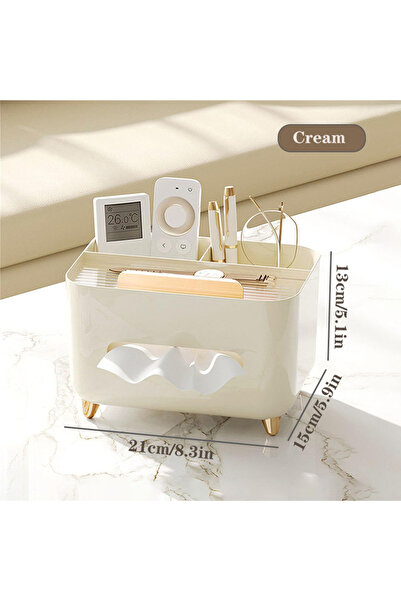 Choice Cream Multifunctional Tissue Box with Lid Storage Rack, Rectangular St...