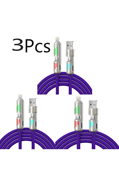 Choice كابل شحن سريع 2 في 2، 3 قطع، بنفسجي، 1/2/3 قطع، 240 واط، USB من النوع ...