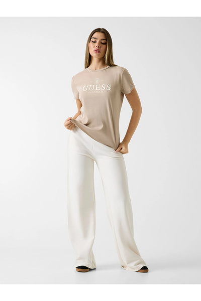 Guess Arabella Crew Neck Short Sleeve Women's Beige T-Shirt V6Ri06Kd741-G1Bw