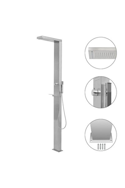 vidaxl دش خارجي مربع من الفولاذ المقاوم للصدأ