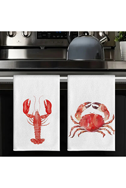 Choice 2pcs 2Pcs, Watercolor Lobster and Crab Style Kitchen Towels, 40Cm*60Cm...