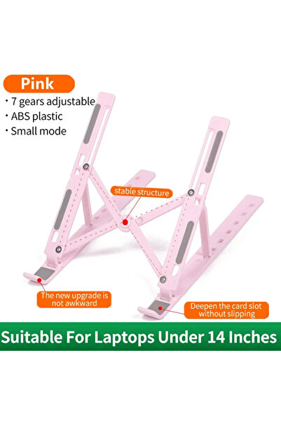 Choice حامل كمبيوتر محمول قابل للتعديل بسبع سرعات، لون وردي، حامل شاشة كمبيوت...