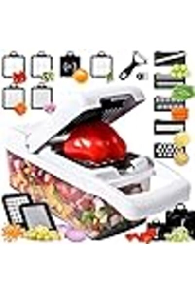 Arabest 25-in-1 Vegetable Chopper with 13 Blades Mandoline Slicer Food Choppe...