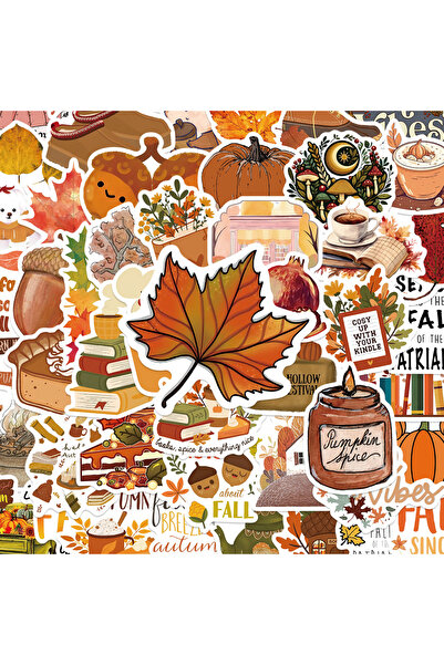 Choice ٥٠ قطعة من ملصقات أوراق القيقب الخريفية، ملصقات موسم الحصاد الذهبي، مل...