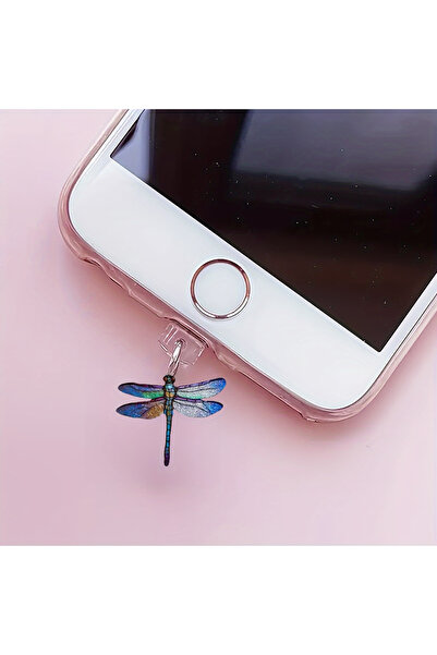 Choice For Type-C 1Pc 2D Dragonfly Design Acrylic Dust Plug for Iphone/Type-C...