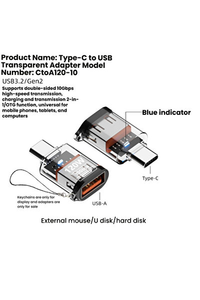 Choice محول Transparent-C-U PHONEPACE USB 3.2 إلى Type C، يدعم الشحن السريع O...