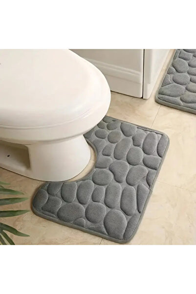 Choice 40x50cm grey Washroom toilet foot mat U-shaped floor mat waterproof pa...
