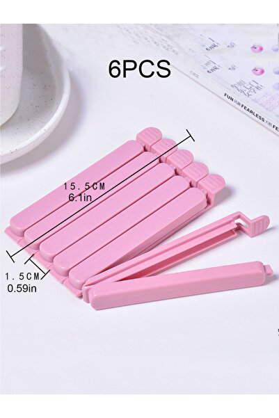 Choice مشابك إغلاق أكياس بلاستيكية وردية اللون، 6 قطع، مشابك أكياس رقائق البط...