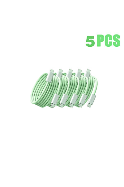 Choice كابل USB-C أخضر بطول 3 أمتار، 5 قطع، بقوة 60 واط، متوافق مع أجهزة iPho...