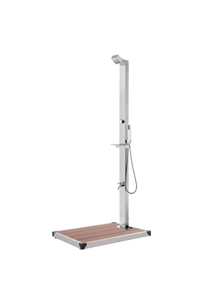 vidaxl دش حديقة بقاعدة بنية اللون 225 سم من الفولاذ المقاوم للصدأ