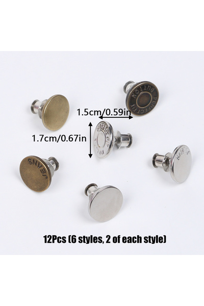 Choice 12Pcs 12Pcs Jean Button Pins No Sew Instant Replacement Buttons Adjust...