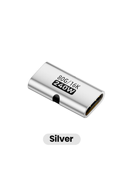 Choice محول شحن سريع فضي PD240W، من النوع C أنثى إلى النوع C أنثى، USB 4.0 بس...