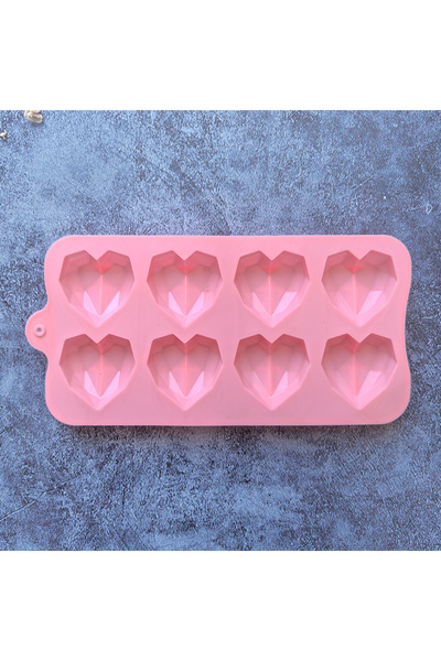Choice قالب سيليكون صغير على شكل قلب ماسي، قطعة واحدة، 8 تجاويف، لون وردي، يُ...