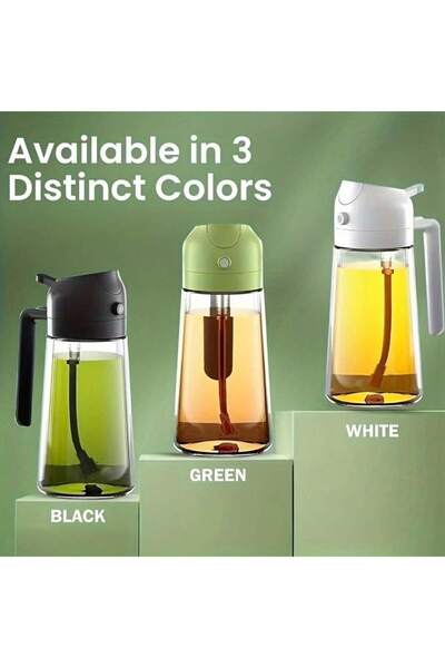 Choice WHITE Glass oil dispenser and spray, 16oz/470ml, for cooking, air fryi...