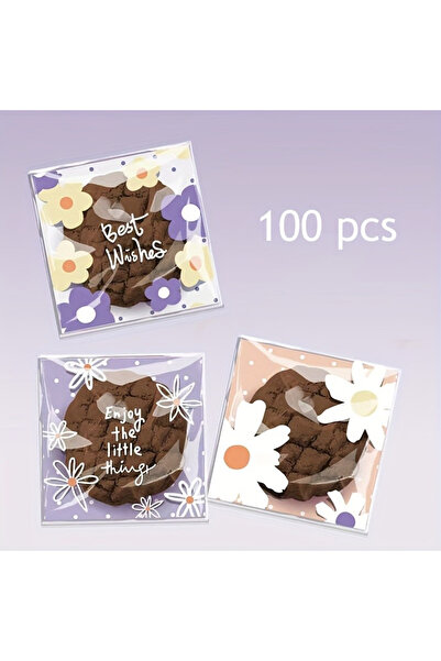 Choice Other 10x13cm 100 Pack Flower Pattern Self-Adhesive Plastic Gift Bags ...