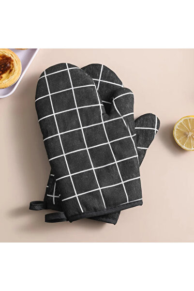 Choice قفازات مطبخ سوداء من قطعتين، متينة، عازلة للحرارة، سهلة التنظيف، مناسب...