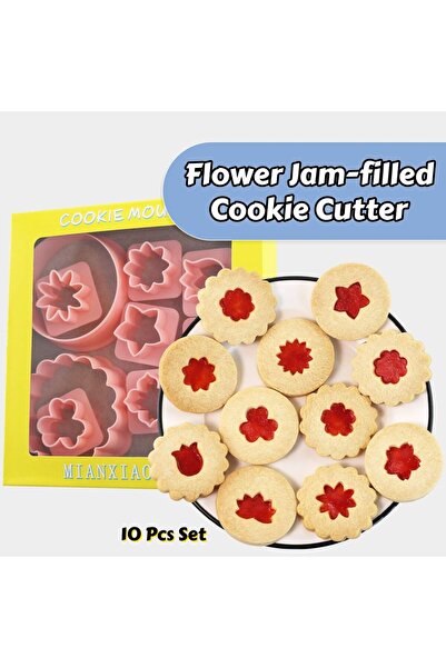 Choice 10-Flower D 10 Pcs Vintage Flower Jam Cookie Cutters Tulips, Four-leaf...