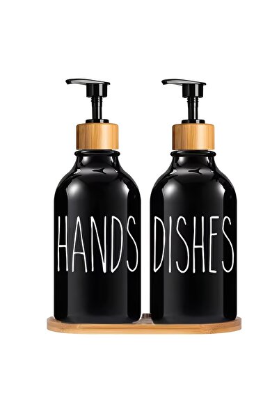 Choice black 2pcs Refill Dish Soap Dispenser with tray Kitchen Farmhouse Decr...