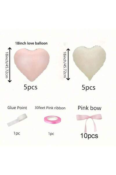 Choice Other 22pcs 22pcs Set Pink And White Heart-Shaped Aluminum Foil Balloo...