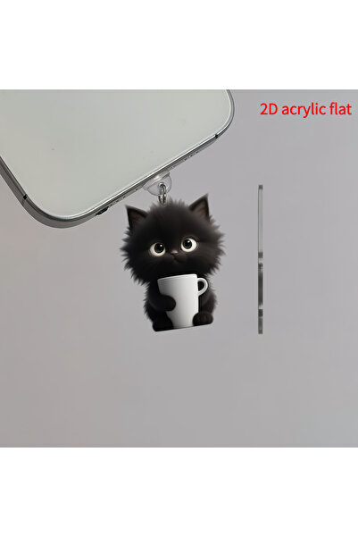 Choice سدادة غبار أكريليك على شكل قطة لطيفة على شكل فنجان شاي، مناسبة للهواتف...