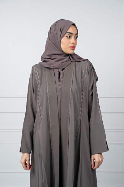 LAVİNİA Lavinia women's wrap abaya, embroidered crepe fabric