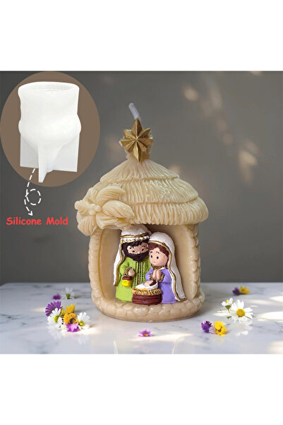 Choice1 Silicone Mold 1 Nativity Scene Candle Silicone Mold DIY 3D Jesus Fami...