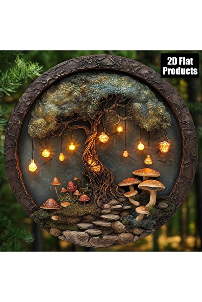 HELLOYOUNG 20x20cm TYA37183-20x20cm Vintage Mushroom Themed Logo with Magical...