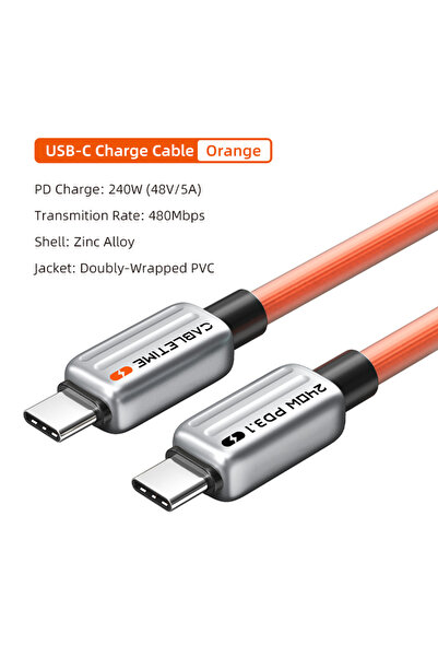 Choice1 2m Orange CABLETIME PD240W USB Type C Cable PD3.1 Fast Charging Quick...