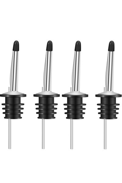 Choice black 4 Pieces Stainless Steel Classic Bottle Pourers Liquor Pourers w...