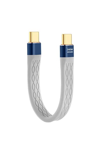 Choice كابل USB4 بطول 13 سم (0.42 قدم) بقدرة 240 واط، كابل مسطح قصير من USB-C...