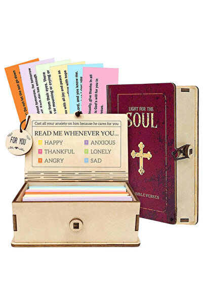 Choice 1PC Wooden Bible Verses Box with 150 Prayer Cards Inspirational Script...