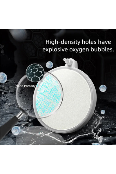 Choice حجر نانو أبيض دائري صامت بقطر 3.5 سم لحوض السمك، جهاز تهوية الأكسجين، ...