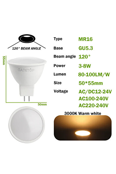 Choice 8 واط تيار متردد/مستمر 12-24 فولت، 120 درجة، 3000 كلفن، 12 قطعة، مصابي...