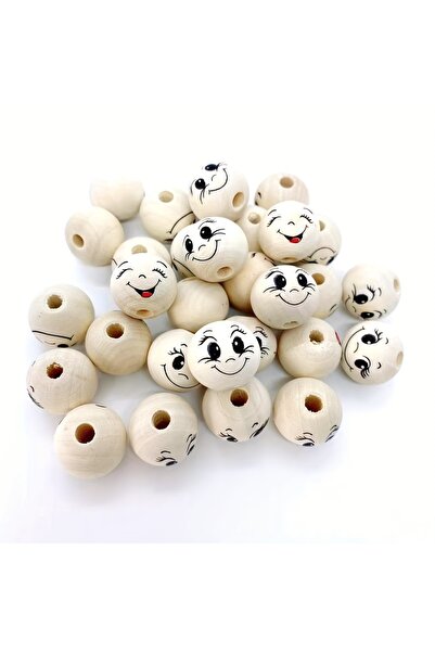 Choice 30pcs 30pcs Wooden Bead Smiling Face Jewelry Making Beads for Crafts K...