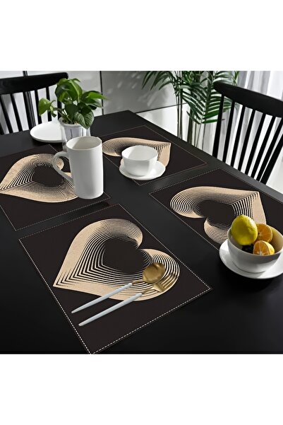 Choice 4pcs 30X40cm 4pcs 4pcs, Simple Black Placemats, Linen Rectangular Tabl...
