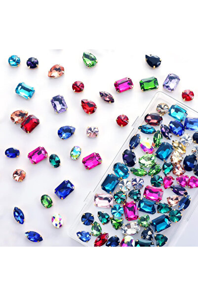 Choice3 500Pcs Multi-Colored 100pcs Multi-Shaped Flat-Back Rhinestones with H...