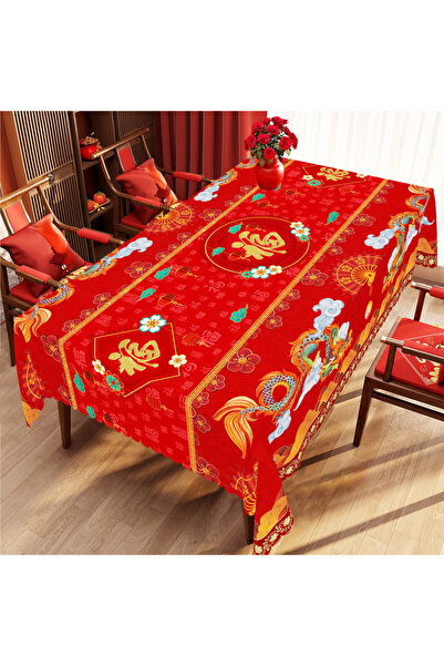 Choice 152x152cm Xn016 1 Piece of Chinese Blessing Red Round Tablecloth, 5 Si...