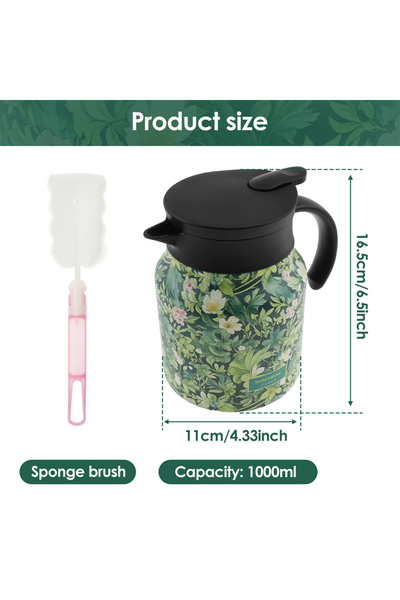 Choice8 ترمس شاي عتيق بنقشة زهور، مصنوع من الفولاذ المقاوم للصدأ، مقاوم للتنق...