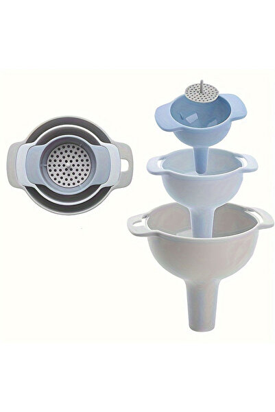 Choice مجموعة قمع متعددة الوظائف 4 في 1 من غراي، فلتر لتعبئة السوائل ومنع تسر...