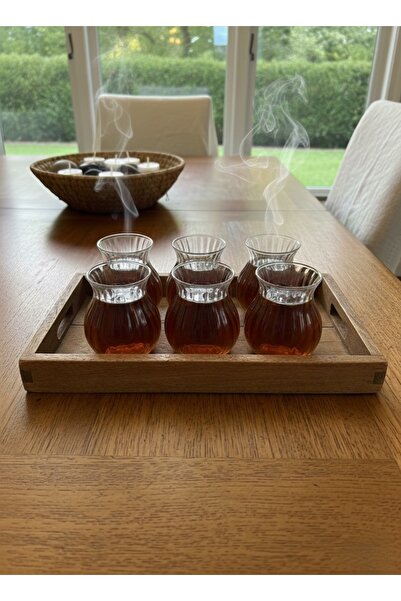 Rooc Home Borosilikat Cam Çizgili 6'lı Çay Bardağı - 210 ml