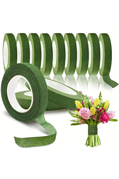 Choice 10pcs 10 pieces of floral tape for bouquet packaging, green paper adhe...