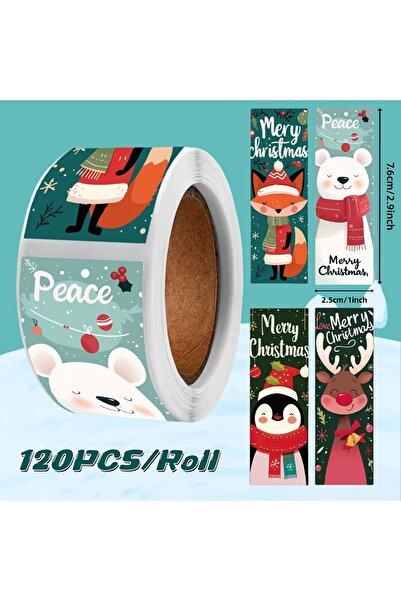 Choice لفة واحدة تحتوي على 120 قطعة من ملصقات عيد الميلاد بتصاميم سانتا كلوز ...