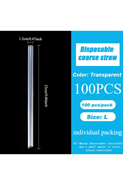 Choice 100PCS L 100PCS Thick Transparent Straws, Individually Packaged Dispos...