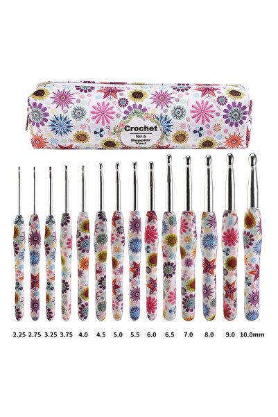 Choice Sunflower Set 14Pcs Sunflower Crhet Hooks Kit Aluminum Ergonomic Knitt...
