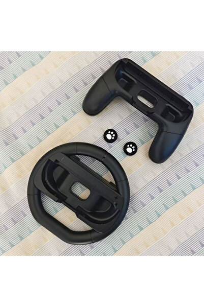 Choice Black Racing Steering Wheels + Grip Holder for Switch2 JoyCon Controll...