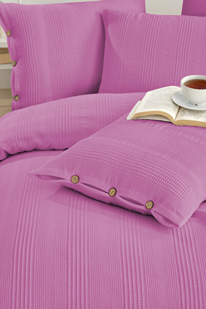 Larispera 100% Cotton Double Pique Bedspread Set with Border + 2 Button Pillo...