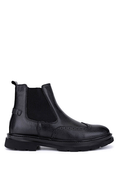Tamer Tanca Erkek Hakiki Deri Siyah Casual Bot