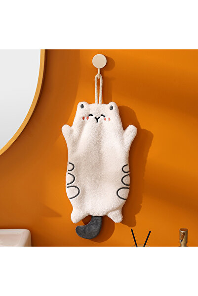 Choice white {MX} Cute Cat Coral Fleece Hand Towel Absorbent Quickly Dry Kitc...