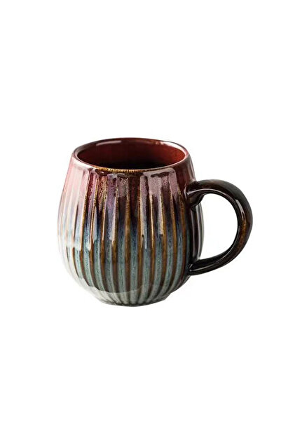 Choice 480ml Ink Red 480ml Japanese style Kiln Glaze Coffee Mug Gradient Retr...