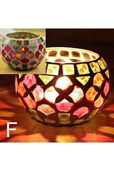 Choice حامل شموع زجاجي مغربي مزخرف بالفسيفساء، حامل شموع صغير، شمعدان، ديكور ...